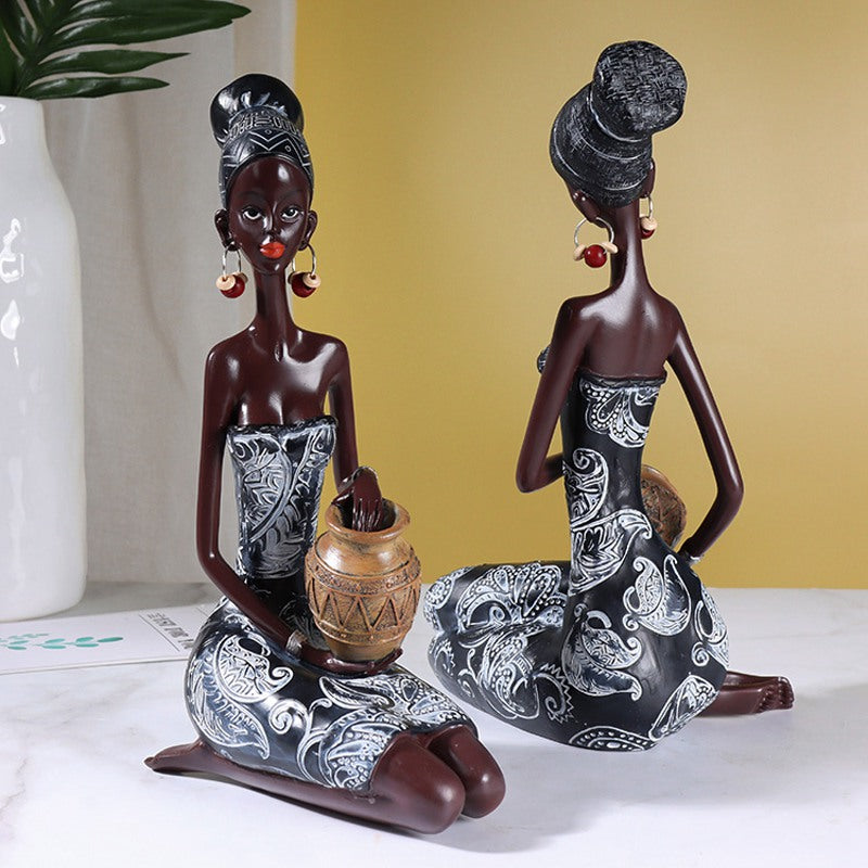 Retro African Resin Decor Sculpture