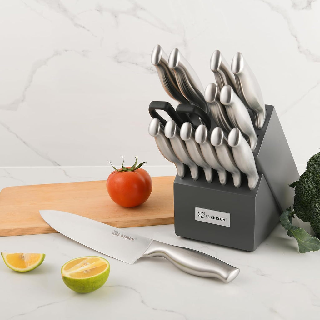 15 Piece Kitchen Knife Set with Block