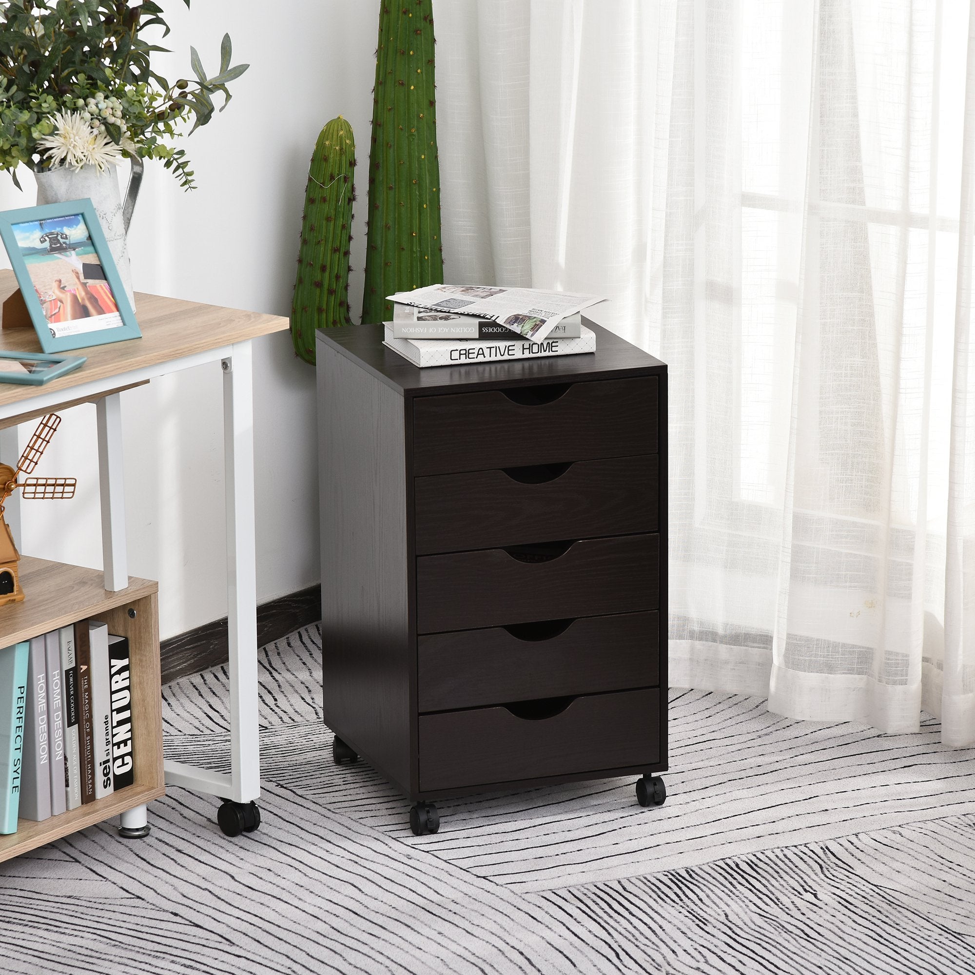 Rolling File Cabinet with 5 Drawers