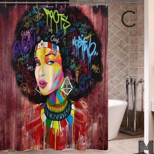 African Art Graffiti Shower Curtain