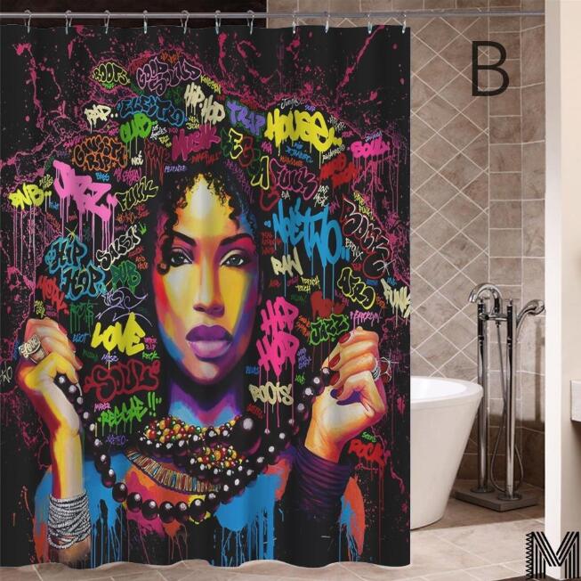 African Art Graffiti Shower Curtain