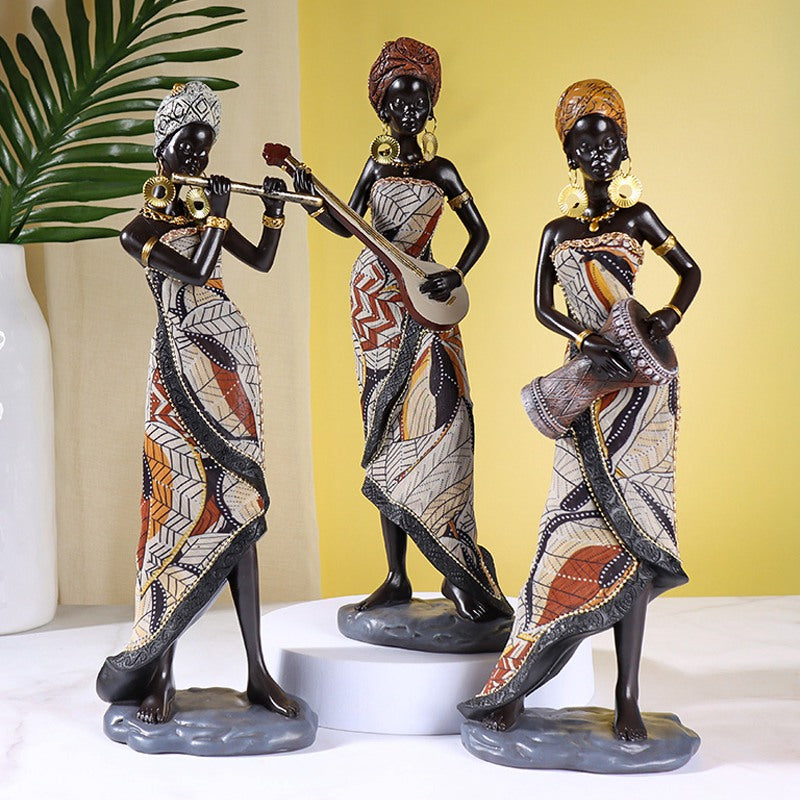 Retro African Resin Decor Sculpture