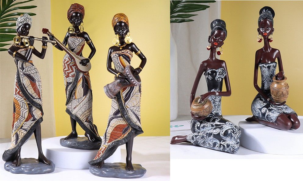 Retro African Resin Decor Sculpture
