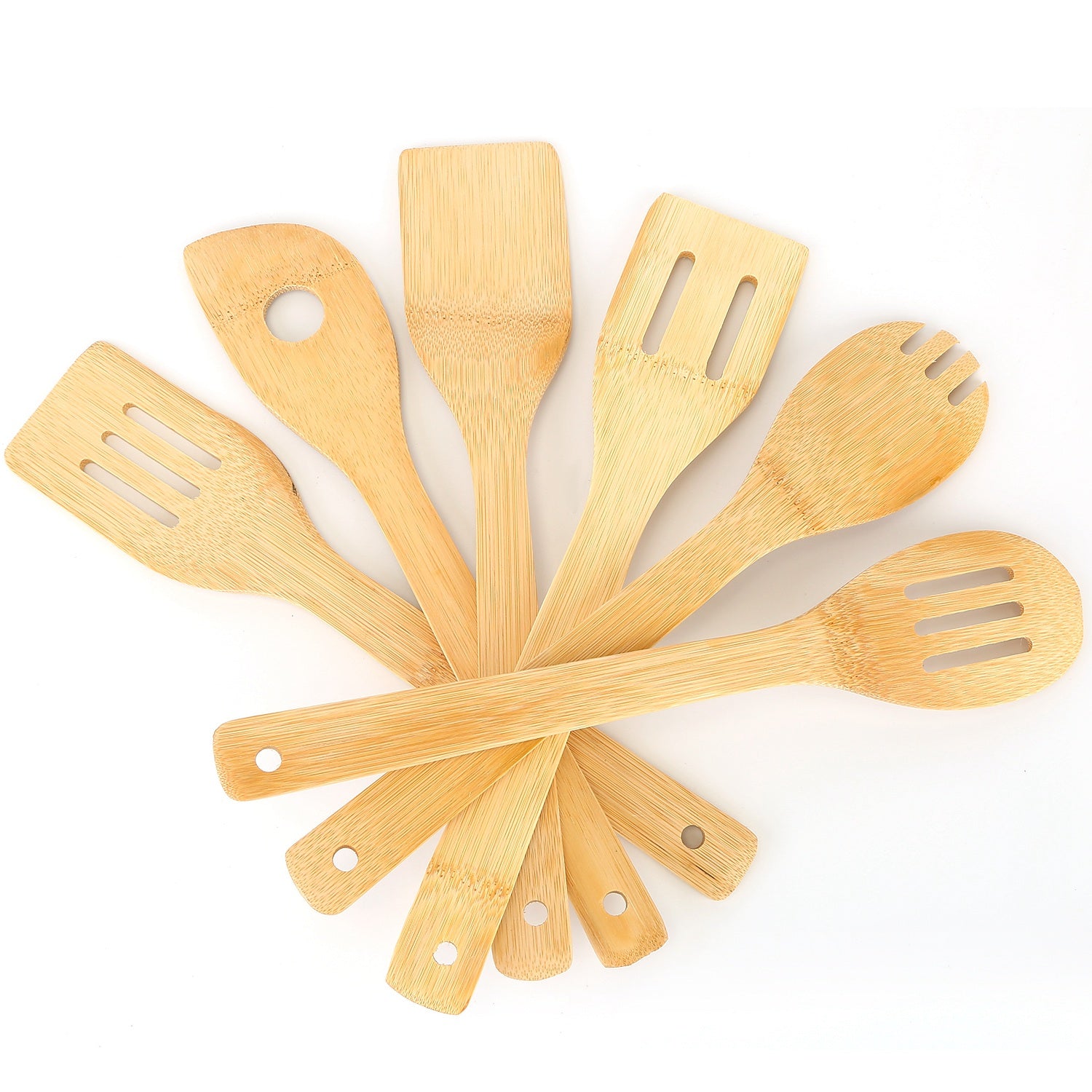 6 Piece Bamboo Wooden Spoon Set