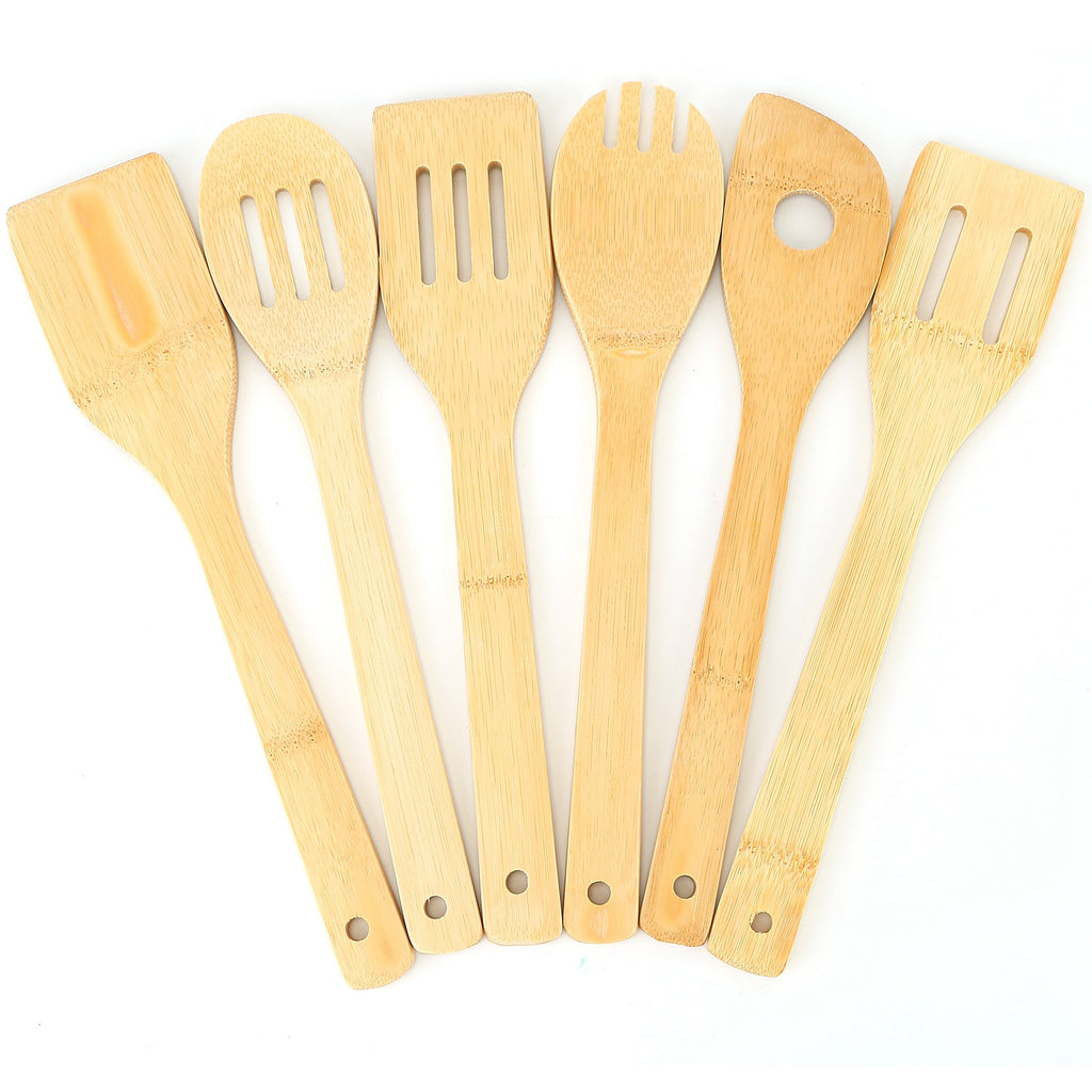 6 Piece Bamboo Wooden Spoon Set