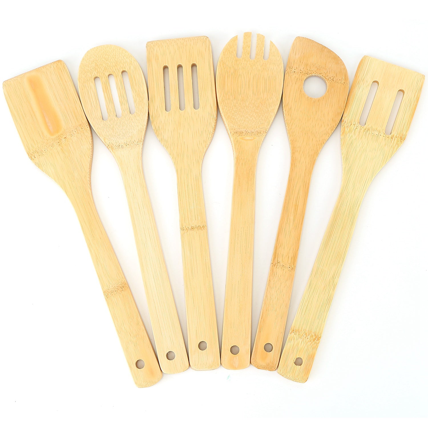 6 Piece Bamboo Wooden Spoon Set