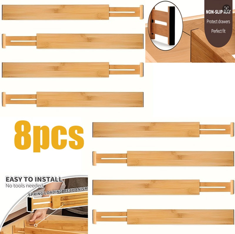 8pcs Bamboo Drawer Dividers