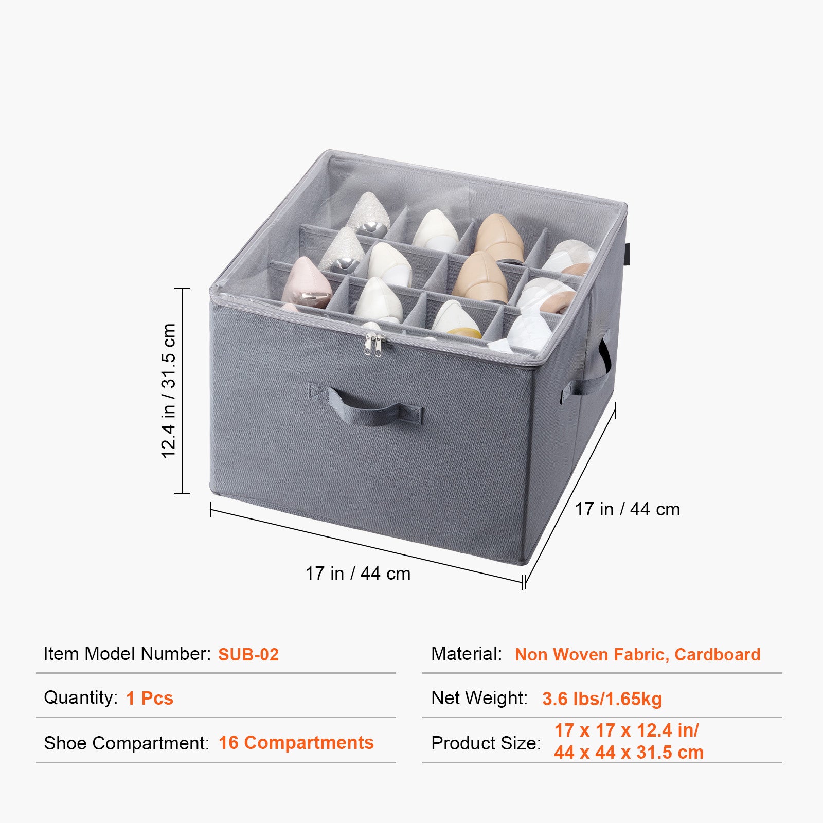 Under Bed Shoe Storage Organizer with Dividers