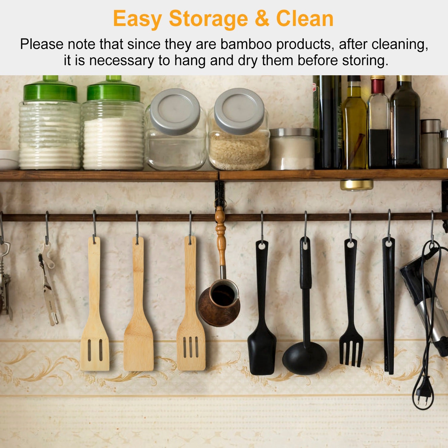 6 Piece Bamboo Wooden Spoon Set