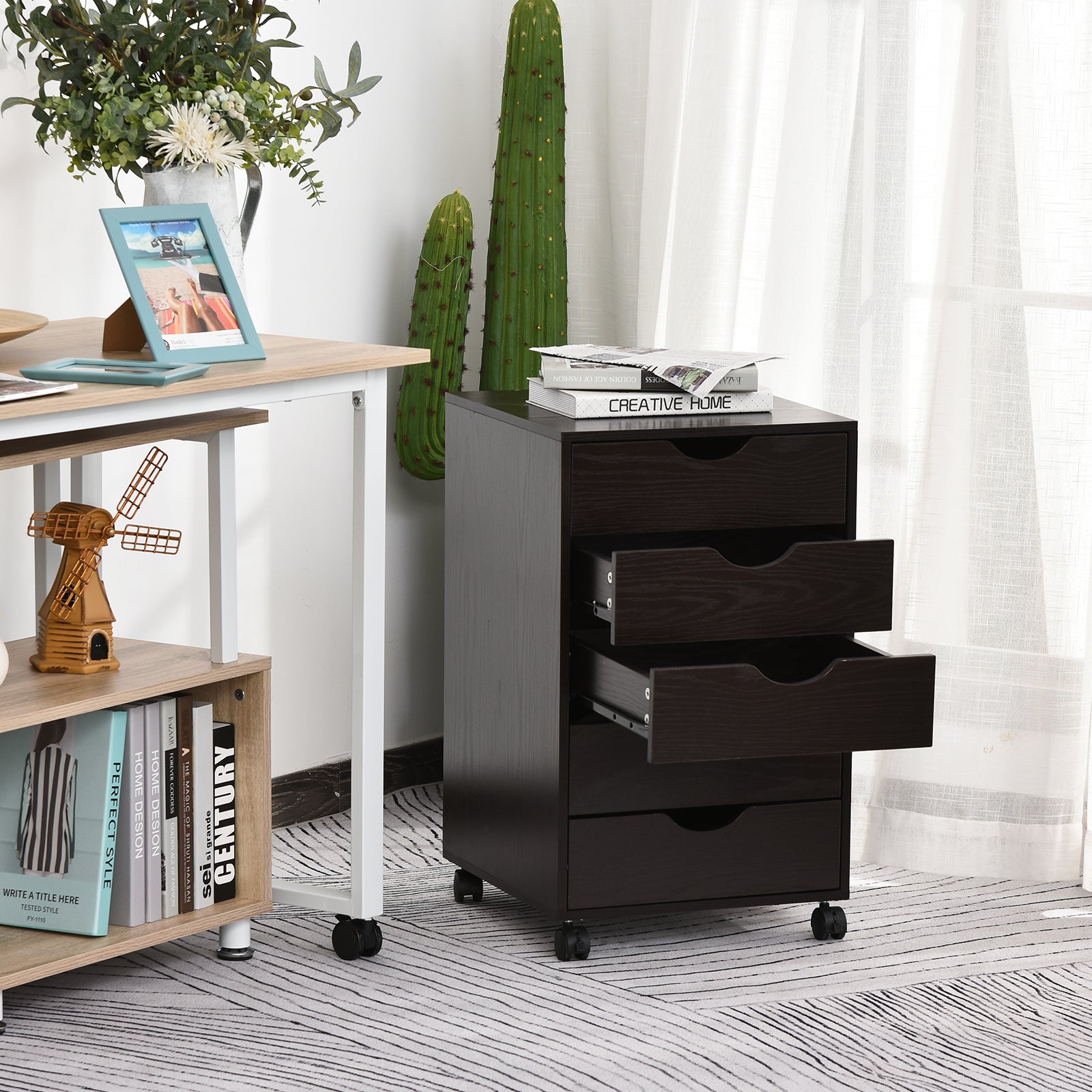 Rolling File Cabinet with 5 Drawers