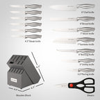 15 Piece Kitchen Knife Set with Block