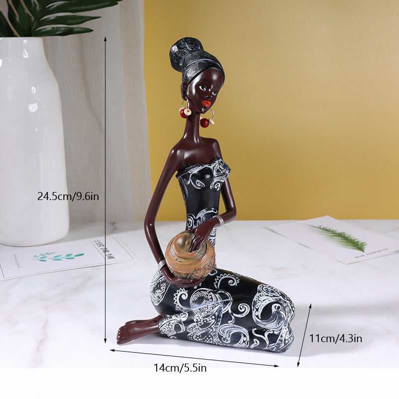 Retro African Resin Decor Sculpture