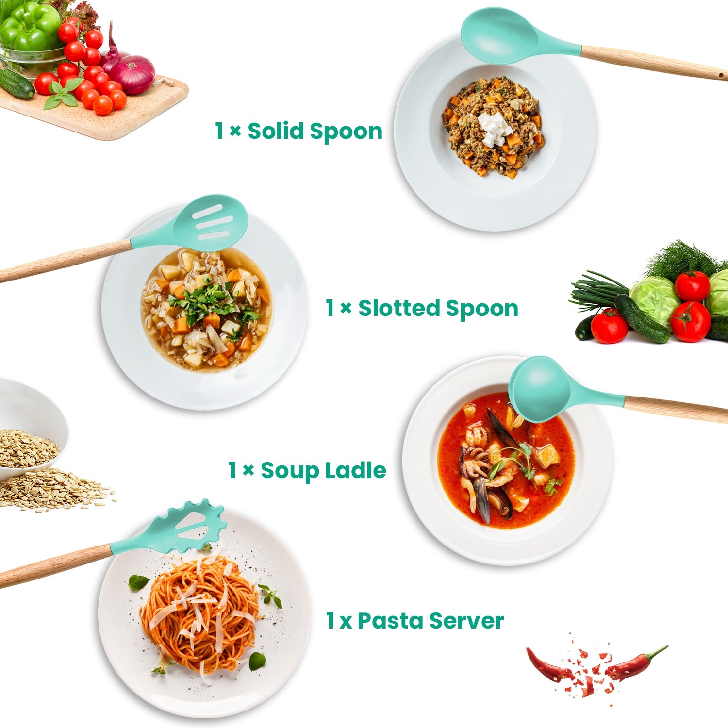 Complete Kitchen Utensil Set with Holder